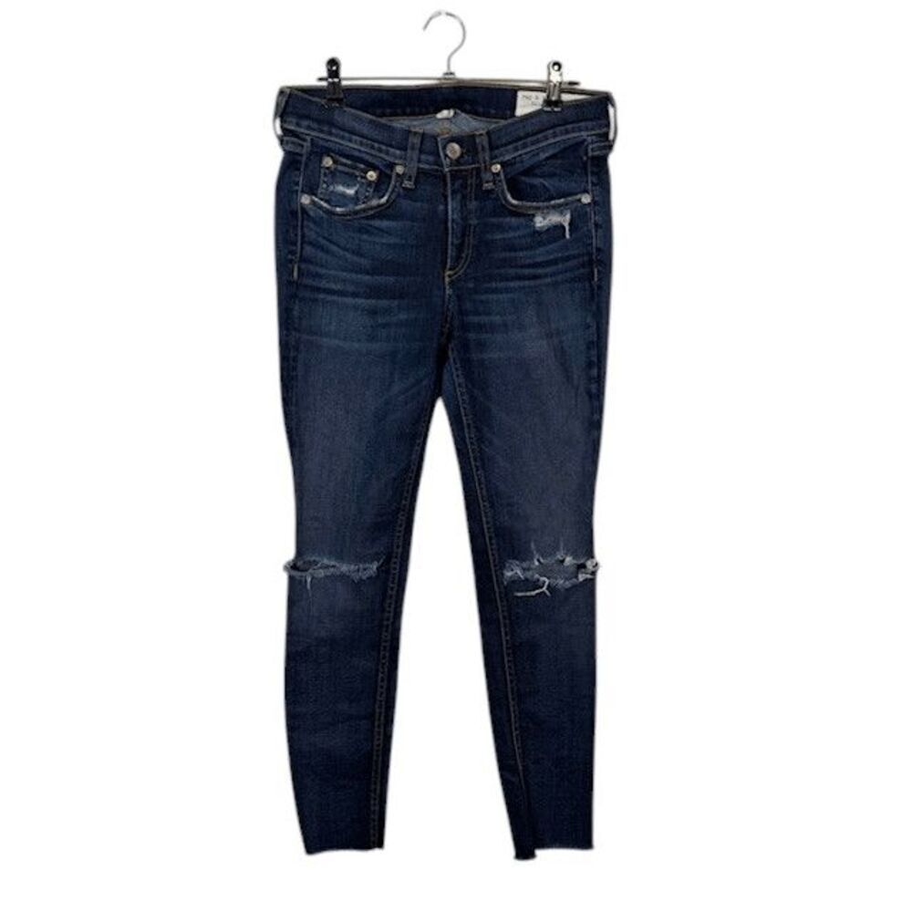 Rag & Bone Ankle Skinny Jeans Distressed Raw Hem Franklin Whole Wash Size 25